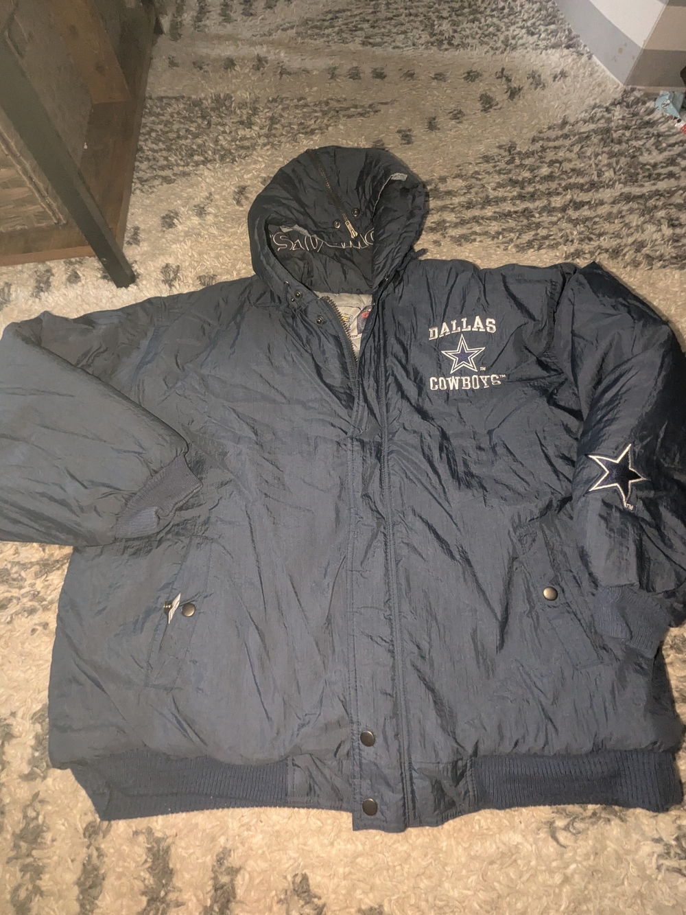 Dallas Cowboys Navy Puffer Jacket with Hood